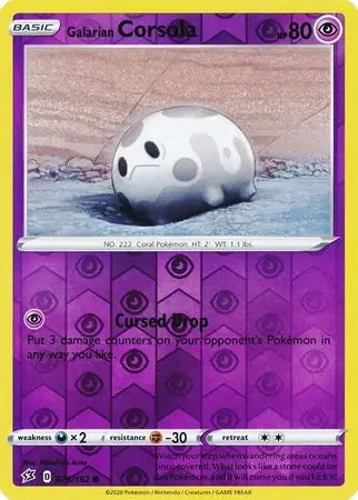 Rebel Clash Galarian Corsola #78/192 reverse holo